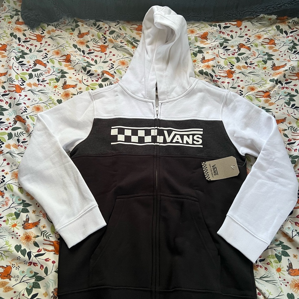 Vans Black and White Stockton Stripe Hoodie